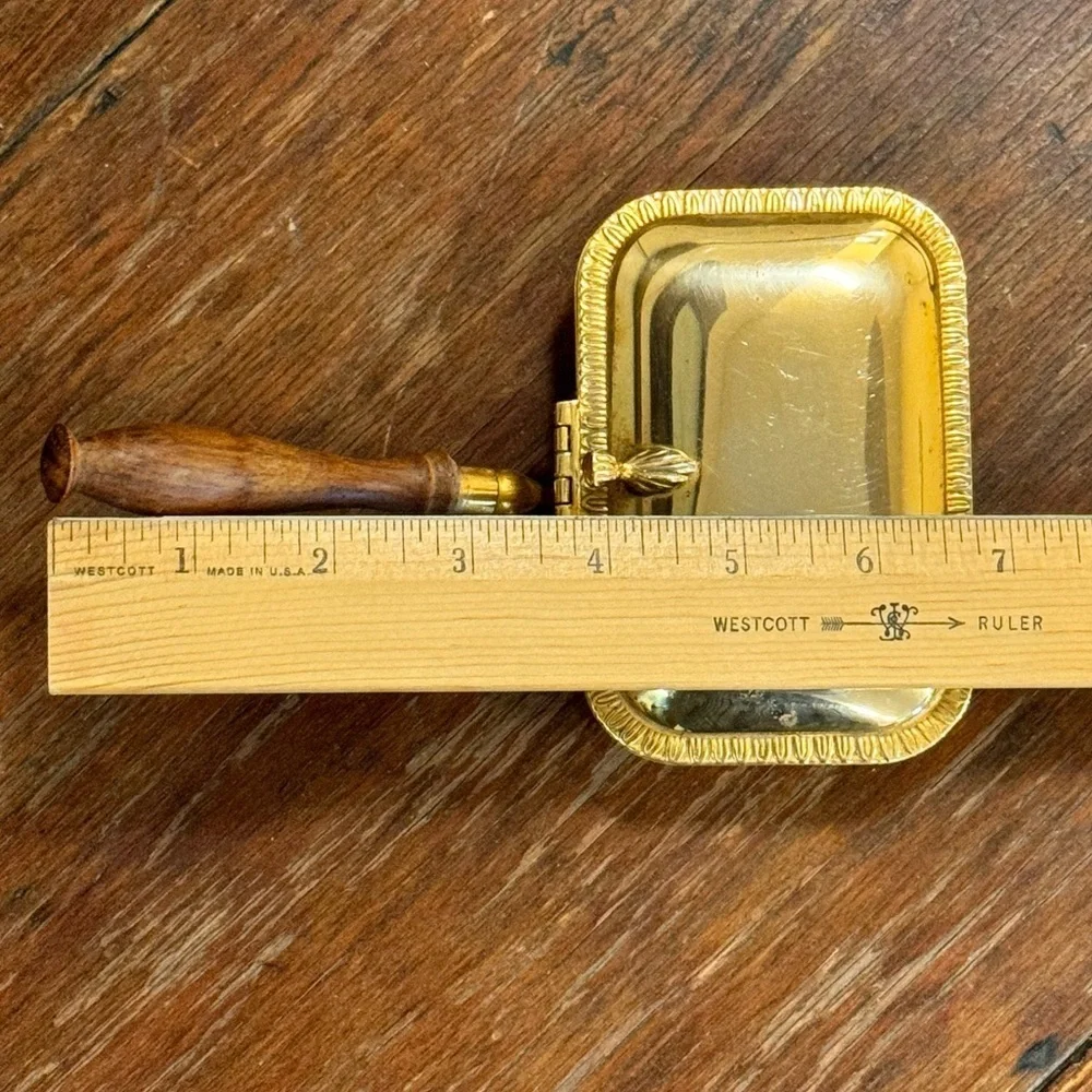 Vintage Italian 24kt Gold Plated Silent Butler Crumb Catcher with Wood Handle - Picture 11 of 12